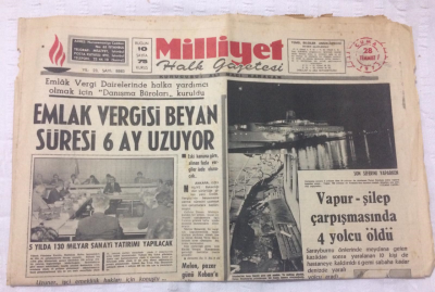 Milliyet Gazetesi 28 Temmuz 1972 - Emlak Vergisi Beyan Süresi 6 Ay Uzuyor - GZ15645 - 2