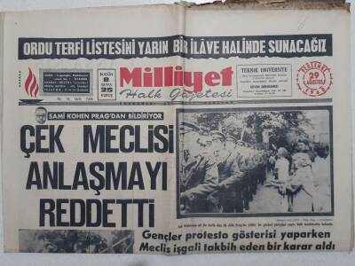 Milliyet Gazetesi - 29 Ağustos 1968 - Çek Meclisi Anlaşmayı Reddetti GZ112271 - 1