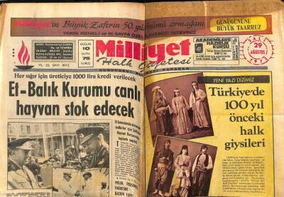 Milliyet Gazetesi 29 Ağustos 1972 - Et Balık Kurumu Canlı Hayvan Stok Edecek GZ59842 - 2