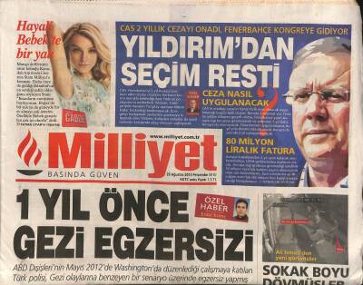 Milliyet Gazetesi 29 Ağustos 2013 - CAS 2 Yıllık Cezayı Onadı , Fenerbahçe Kongreye Gidiyor GZ116689 - 1