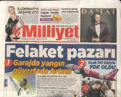 Milliyet Gazetesi 29 Aralık 2014 - Endonezyanın Surabya Adasından Singapura Giden AirAsia Uçağıyla Kalktıktan 42 Dakika Sonra İrtibat Kesildi GZ98248 - 1
