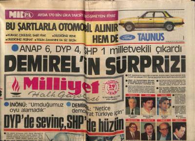Milliyet Gazetesi - 29 Eylül 1986 - Süleyman Demirelin Sürprizi GZ110847 - 1