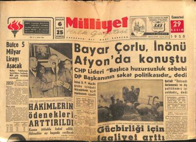Milliyet Gazetesi 29 Kasım 1958 - Hakimlerin Ödenekleri Arttırıldı..Bir Gazeteci Daha Hapis Cezası Aldı GZ59485 - 1