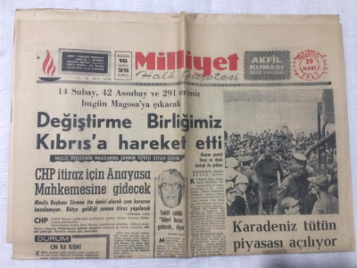 Milliyet Gazetesi 29 Mart 1965 - Değiştirme Birliğimiz Kıbrısa Hareket Etti - GZ17113 - 2