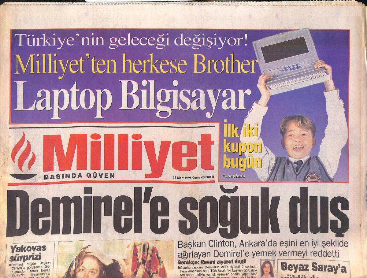 Milliyet Gazetesi 29 Mart 1996 - Atina , Kardak'ı Türkiye'ye Ait Gösteren Haritayı Değiştirmek İstiyor GZ132840 - 1