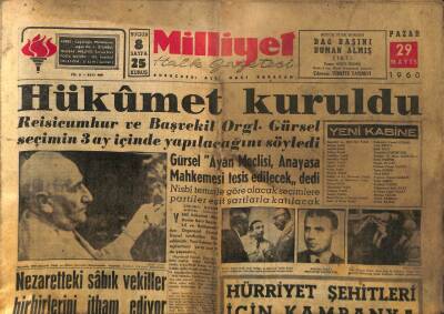 Milliyet Gazetesi - 29 Mayıs 1960 - Hükümet Kuruldu GZ110272 - 1