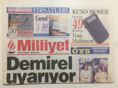 Milliyet Gazetesi 29 Mayıs 1996 - Erbakan Çiller Dayanışmasına Mesaj Var GZ24359 - 1
