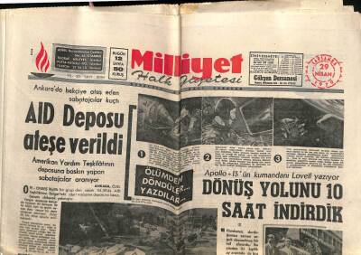 Milliyet Gazetesi 29 Nisan 1970 - Apollo-13ün Kumandanı Lovell Dönüş Yolunu 10 Saat İndirdik GZ58846 - 1