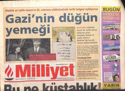 Milliyet Gazetesi 29 Ocak 2005 - Atatürk Ve Latife Hanımın 82. Evlenme Yıldönümünde Tarihi Belgeyi Açıklıyoruz GZ119432 - 1