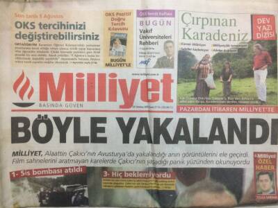 Milliyet Gazetesi 29 Temmuz 2005 - Alaattin Çakıcı Böyle Yakalandı GZ29865 - 1