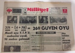 Milliyet Gazetesi 3 Aralık 1961- Güven Oyu GZ6094 - 2