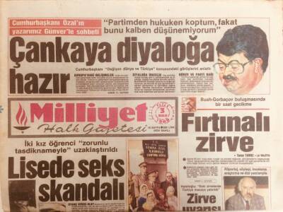 Milliyet Gazetesi 3 Aralık 1989 - ÖzalPartimden Hukuken Koptum Lakin Kalben Düşünemiyorum GZ38814 - 1