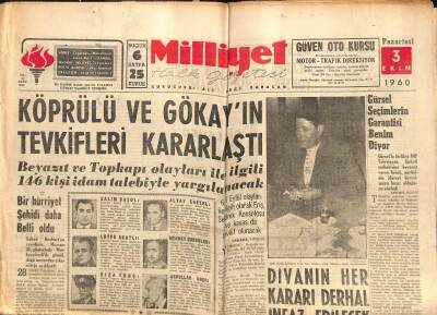 Milliyet Gazetesi - 3 Ekim 1960 - Fuat Köprülü Ve Gökayın Tevkifleri Kararlaştırıldı GZ110898 - 1