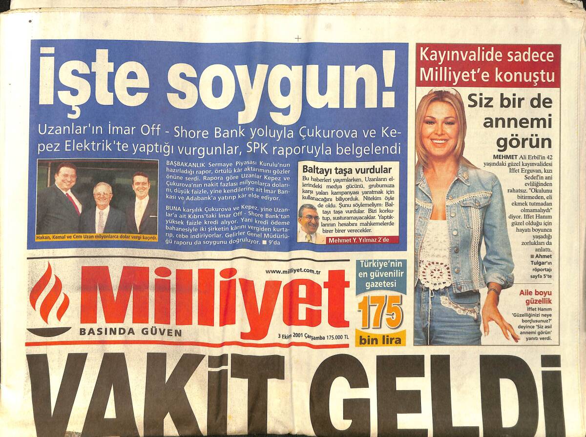 Milliyet Gazetesi 3 Ekim 2001 - Stone, Ebru Gündeş Hastalığına Tutuldu - Tarkan'a Böyle Baldız Yakışır GZ157471 - 1