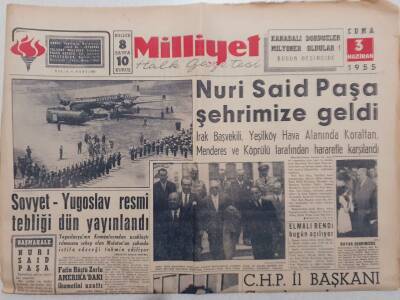 Milliyet Gazetesi - 3 Haziran 1955 - Nuri Said Paşa Şehrimize Geldi GZ112103 - 1