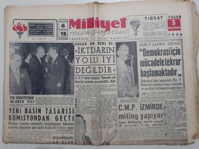 Milliyet Gazetesi - 3 Haziran 1956 - İhtiyarlık Sigortası 10 Yıla İndiriliyor GZ112171 - 1