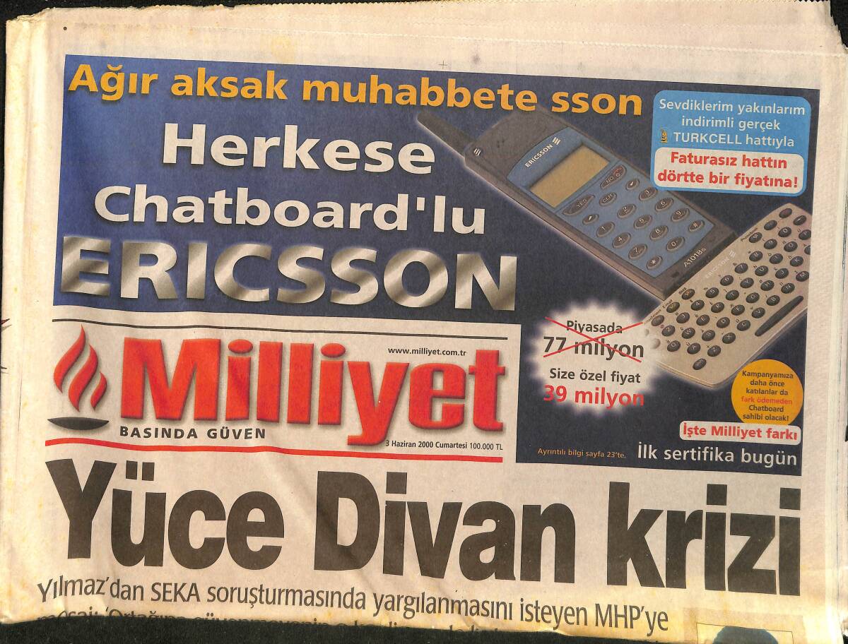 Milliyet Gazetesi 3 Haziran 2000 - Fatih Terim İyi Günler Fiorentina - Yüce Divan Krizi GZ157361 - 1