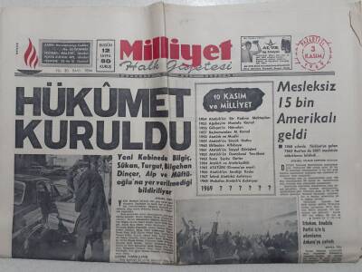 Milliyet Gazetesi - 3 Kasım 1969 - Hükümet Kuruldu GZ112310 - 1