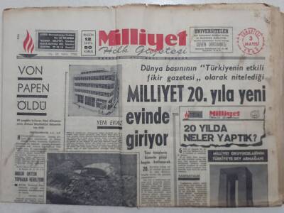 Milliyet Gazetesi - 3 Mayıs 1969 - Von Papen Öldü GZ112180 - 1