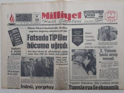 Milliyet Gazetesi - 3 Nisan 1968 - Fatsada TİPliler Hücuma Uğradı GZ112319 - 1