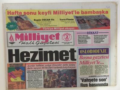 Milliyet Gazetesi 3 Nisan 1993 -Karabağda Bosna Dramı60 Bin Azeri Ermeni Kıskacında GZ6602 - 2
