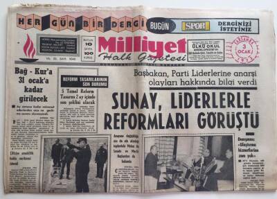 Milliyet Gazetesi 3 Ocak 1973- Sunay , Liderlerle Reformları Görüştü GZ6258 - 1