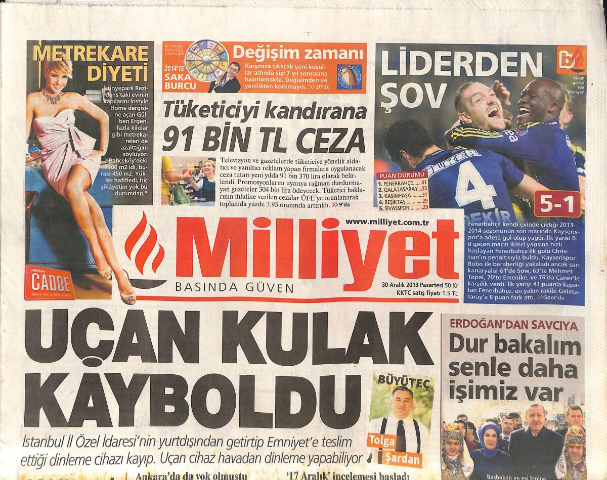 Milliyet Gazetesi 30 Aralık 2013 - Gülben Ergen Metrekare Diyeti! - 22 Kilometre Yolu 5 Saatte Gittiler! GZ136930 - 1