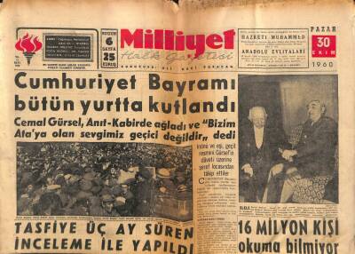 Milliyet Gazetesi - 30 Ekim 1960 - İnönü Ve Gürsel El Eleler GZ110871 - 1
