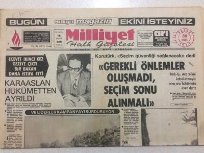 Milliyet Gazetesi 30 Eylül 1979 - Karaaslan Hükümetten Ayrıldı GZ51671 - 1