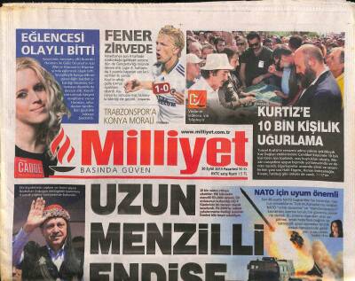 Milliyet Gazetesi 30 Eylül 2013 - Tuncel Kurtize 10 Bin Kişilik Uğurlama - NATO İçin Uyum Önemli GZ98259 - 1