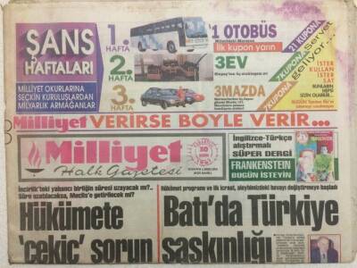 Milliyet Gazetesi 30 Kasım 1991 - Hükümete Çekiç Sorun GZ38001 - 1