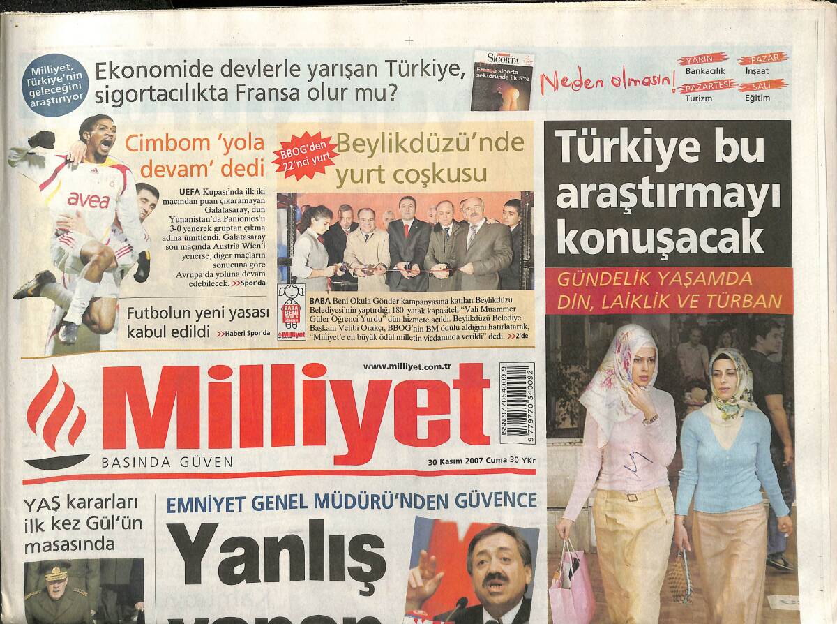 Milliyet Gazetesi 30 Kasım 2007 - Cimbom Yola Devam Dedi - Borsaya İslami Endeks - Brad Pitt Artık Sadece Aile Filmlerinde Oynayacak GZ153132 - 1