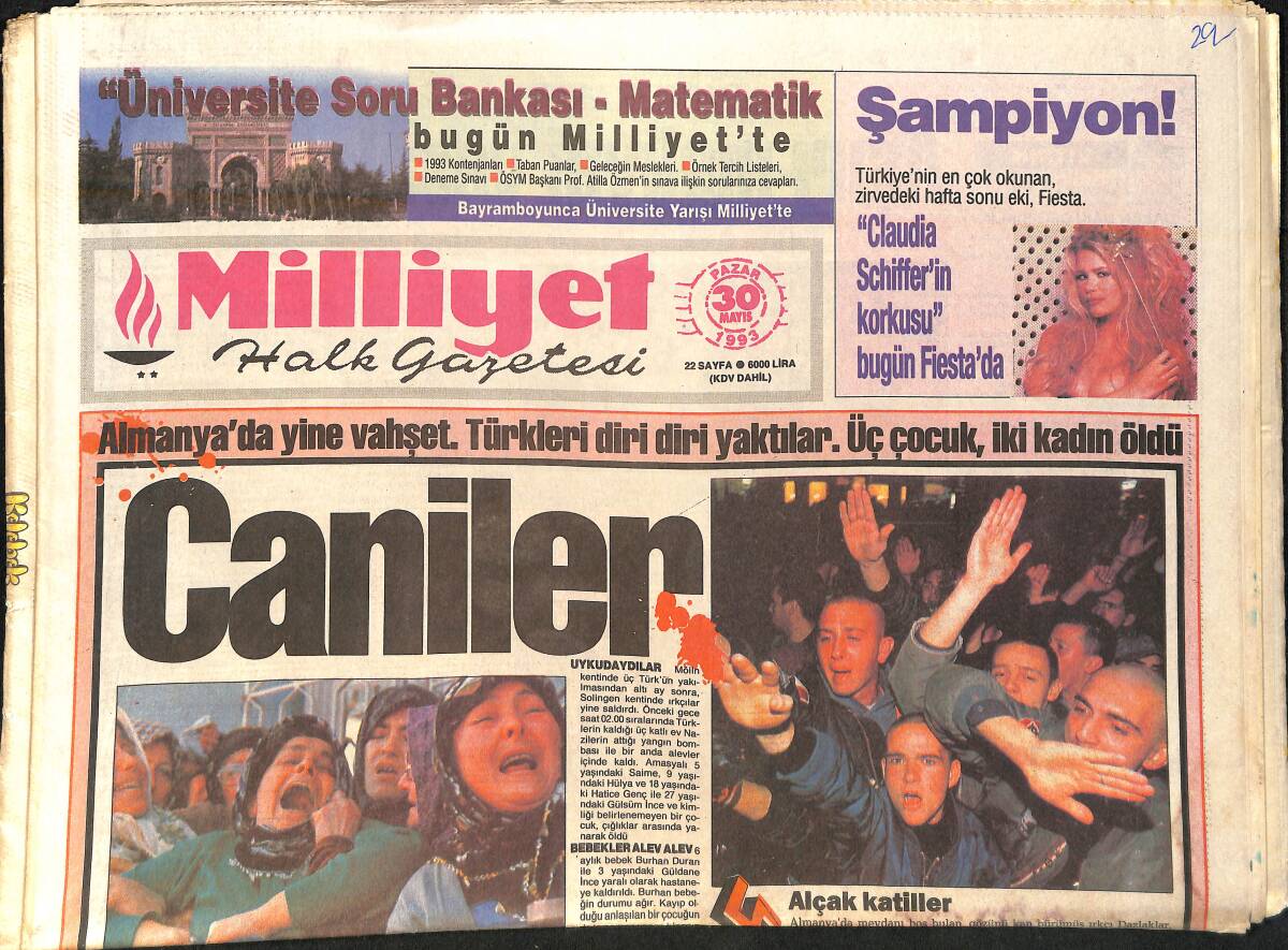 Milliyet Gazetesi 30 Mayıs 1993 - Galatasaray'dan Uefa Tehdidi - Aydan Şener TGRT'de GZ2379 - 1