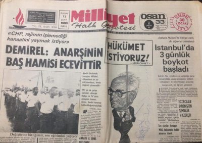 Milliyet Gazetesi 30 Ocak 1975 - DemirelAnarşinin Baş Hamisi Ecevittir - GZ12658 - 1