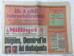 Milliyet Gazetesi 30 Ocak 1993 - Düğüm Demirelin İki Dudağında - GZ17019 - 2
