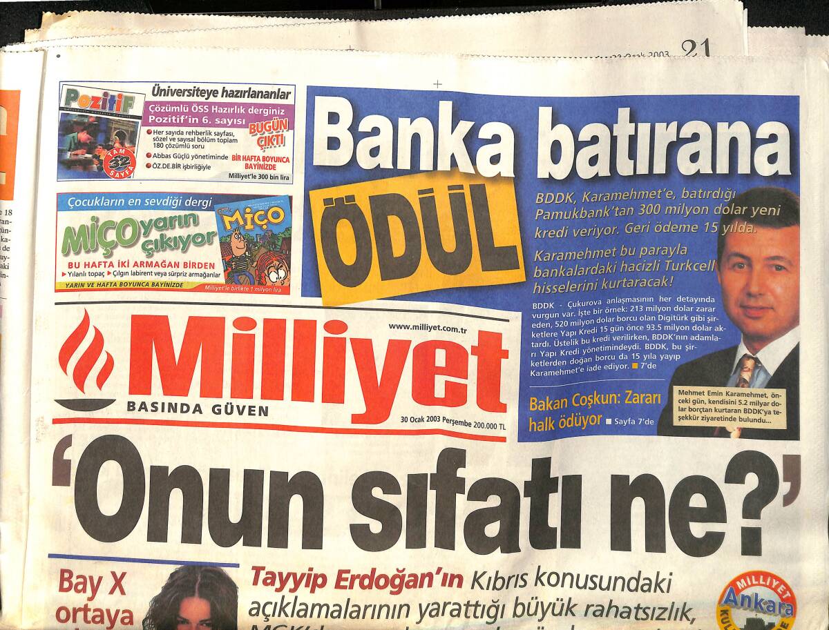 Milliyet Gazetesi 30 Ocak 2003 - Rebrov'da Mutlu Son - Mafya Dizisine İtiraz GZ157266 - 1
