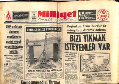 Milliyet Gazetesi 30 Temmuz 1971 - Başbakan Erim Bizi Yıkmak İsteyenler Var GZ59706 - 1