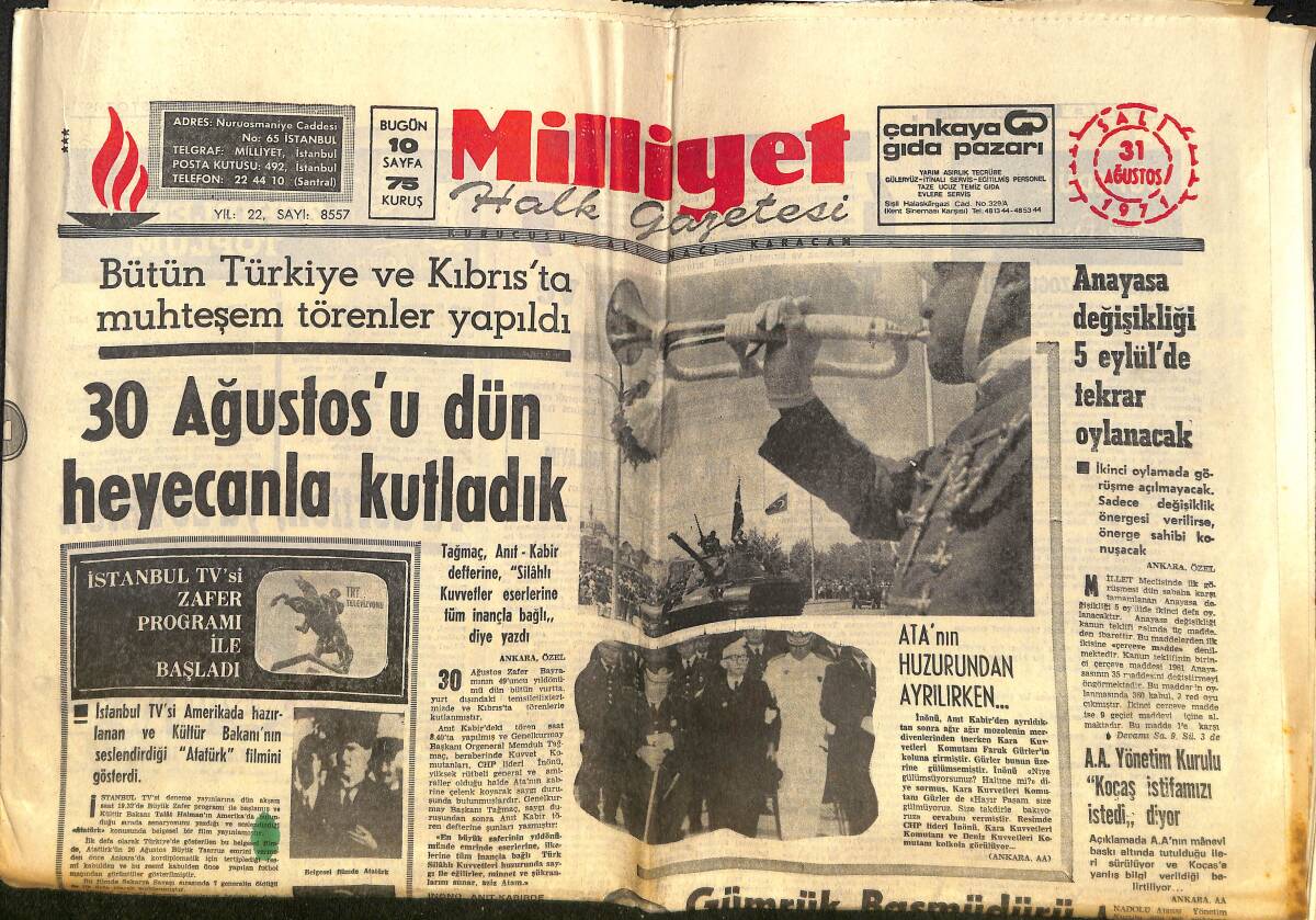 Milliyet Gazetesi 31 Ağustos 1971 - Gümrük Başmüdürü Suistimaller Var Dedi ve İstifa Etti - Orta Anadolu'da Sel Can Kaybına Neden Oldu! GZ140183 - 1