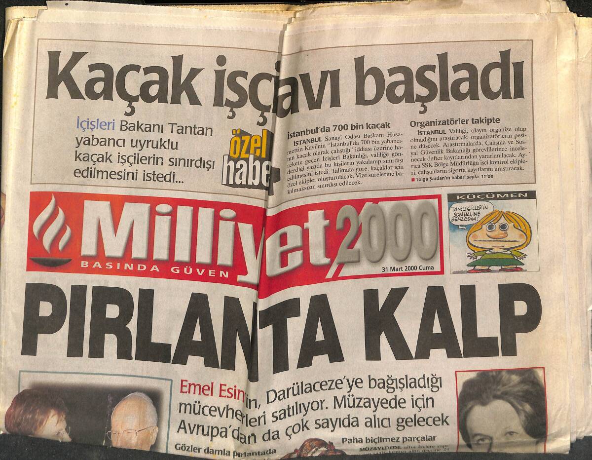 Milliyet Gazetesi 31 Mart 2000 - Emel Esin'in Mücevherleri Satılıyor - Leonardo'nun Dramı GZ153120 - 1