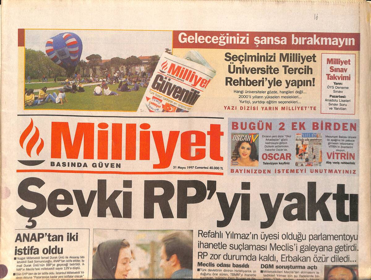 Milliyet Gazetesi 31 Mayıs 1997 - İran Açılıyor Biz Kapanıyoruz - Son Gülen Beşiktaş GZ2360 - 1