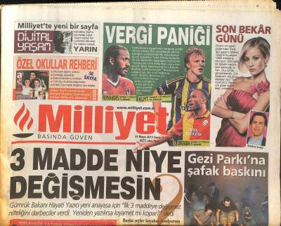 Milliyet Gazetesi 31 Mayıs 2013 - Gezi Parkına Şafak Baskını - İlk S-300ler Suriyede GZ124677 - 1