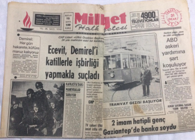 Milliyet Gazetesi 31 Ocak 1976 - Ecevit,Demireli Katillerle İşbirliği Yapmakla Suçladı - GZ21230 - 1