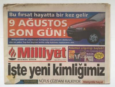 Milliyet Gazetesi 4 Ağustos 2000 - Derya Tuna, Tatlısesten Ayrıldı İbo Ayıp Etti GZ8677 - 1