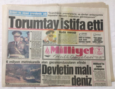 Milliyet Gazetesi 4 Aralık 1990 - Torumtay İstifa Etti - GZ15693 - 1