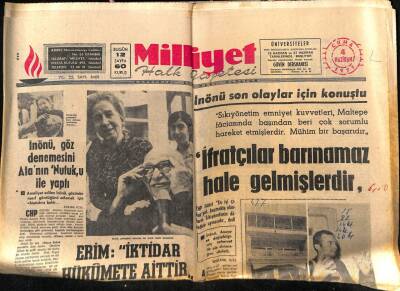 Milliyet Gazetesi 4 Haziran 1971 - İnönü Son Olaylar İçin Konuştu, İfratçılar Barınamaz Hale Gelmiştir GZ58756 - 1