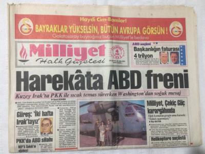 Milliyet Gazetesi 4 Kasım 1992 - Harekata ABD Freni - GZ17164 - 2