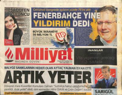 Milliyet Gazetesi 4 Kasım 2013 - Obama Öldürmekte Çok İyiyim - Fenerbahçe Yine Aziz Yıldırım Dedi GZ115808 - 1
