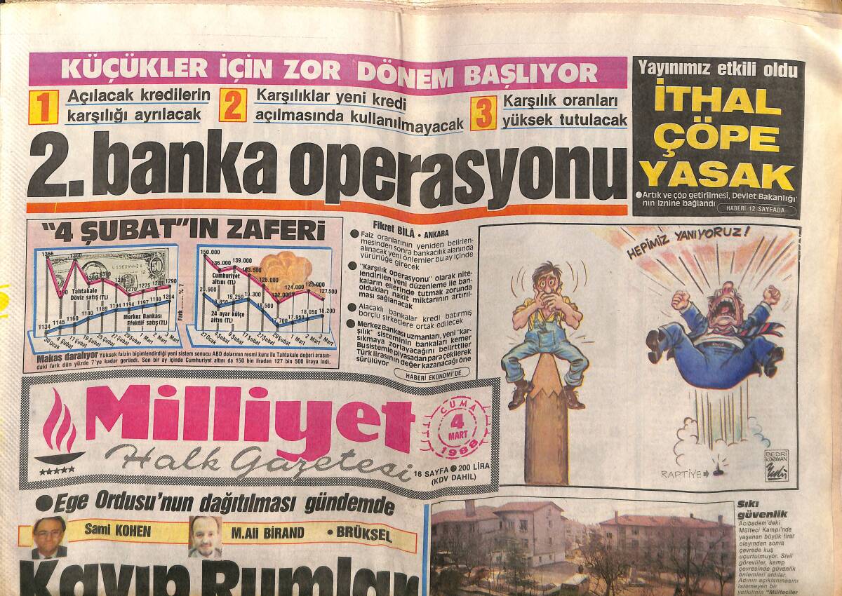 Milliyet Gazetesi 4 Mart 1988 - İstanbul'daki Kamptan 41 Mülteci Kaçtı Büyük Firar - Muhalefetten Ortak Tavır GZ149510 - 1