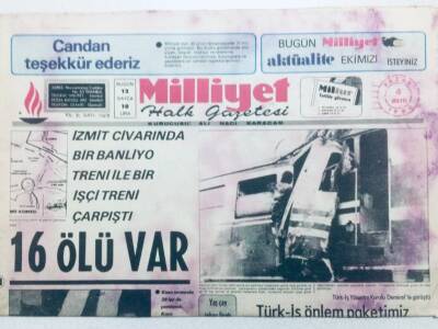 Milliyet Gazetesi 4 Mayıs 1980 - İzmit Civarında Banliyo Treni İle İşçi Treni Çarpıştı 16 Ölü Var GZ41543 - 1