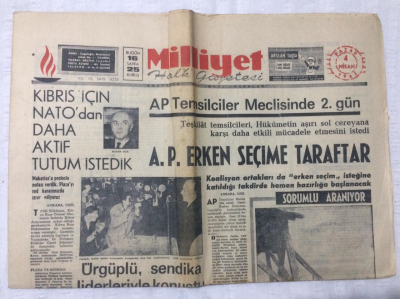 Milliyet Gazetesi 4 Nisan 1965 - Kıbrıs İçin Natodan Daha Aktif Tutum İstedik - GZ17110 - 2